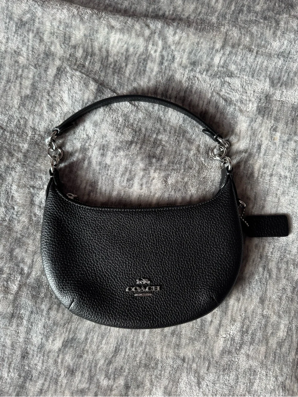 Coach Mini Payton Pebbled Leather Black Hobo Bag Handbag